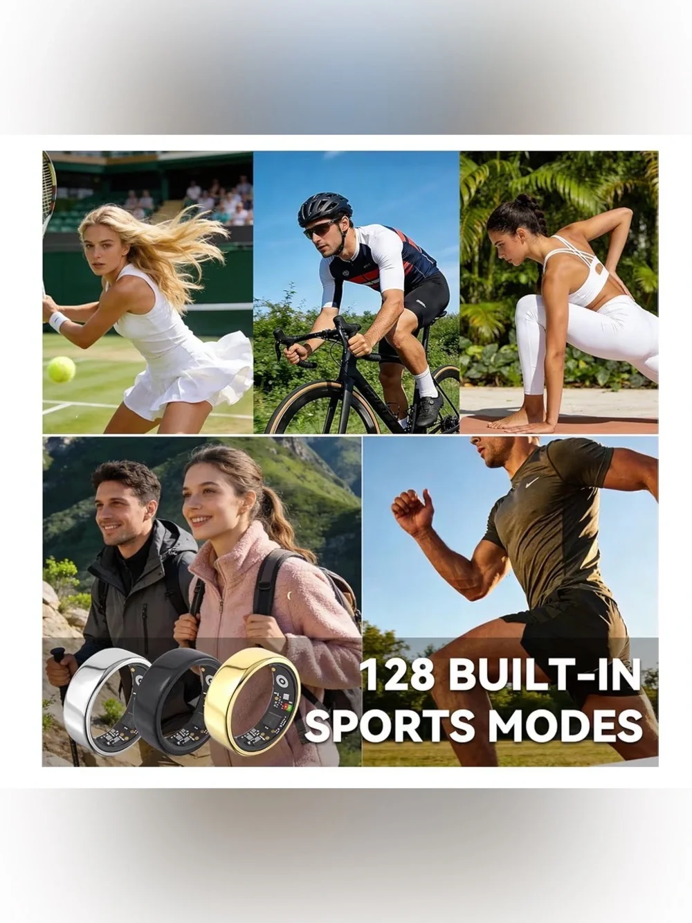 Smart Fitness Ring - Silver Health & Activity Tracker New